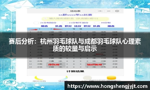 赛后分析：杭州羽毛球队与成都羽毛球队心理素质的较量与启示